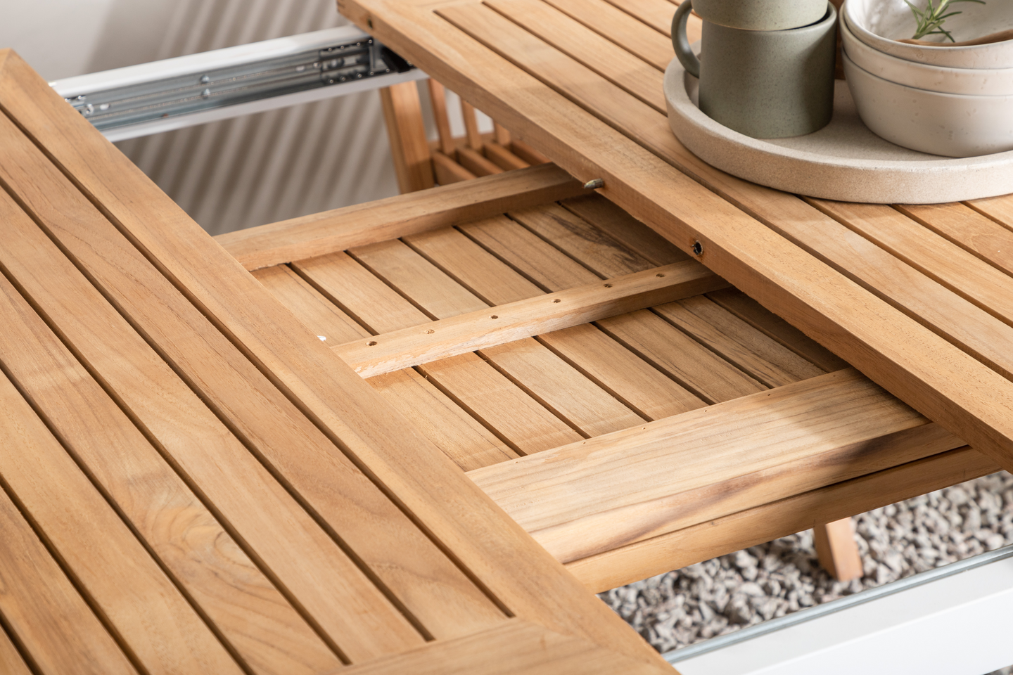 BORD CELLO PALMA 224/324 - VIT/TEAK