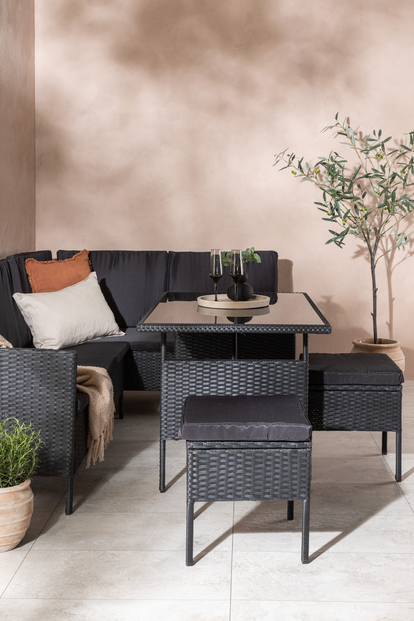 HÖRNSOFFA CELLO KNUT-  SVART/SVART