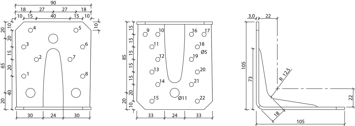 Kulmalevy Paslode 105x105x2,5x90mm vahvistettu V4 rst 210036