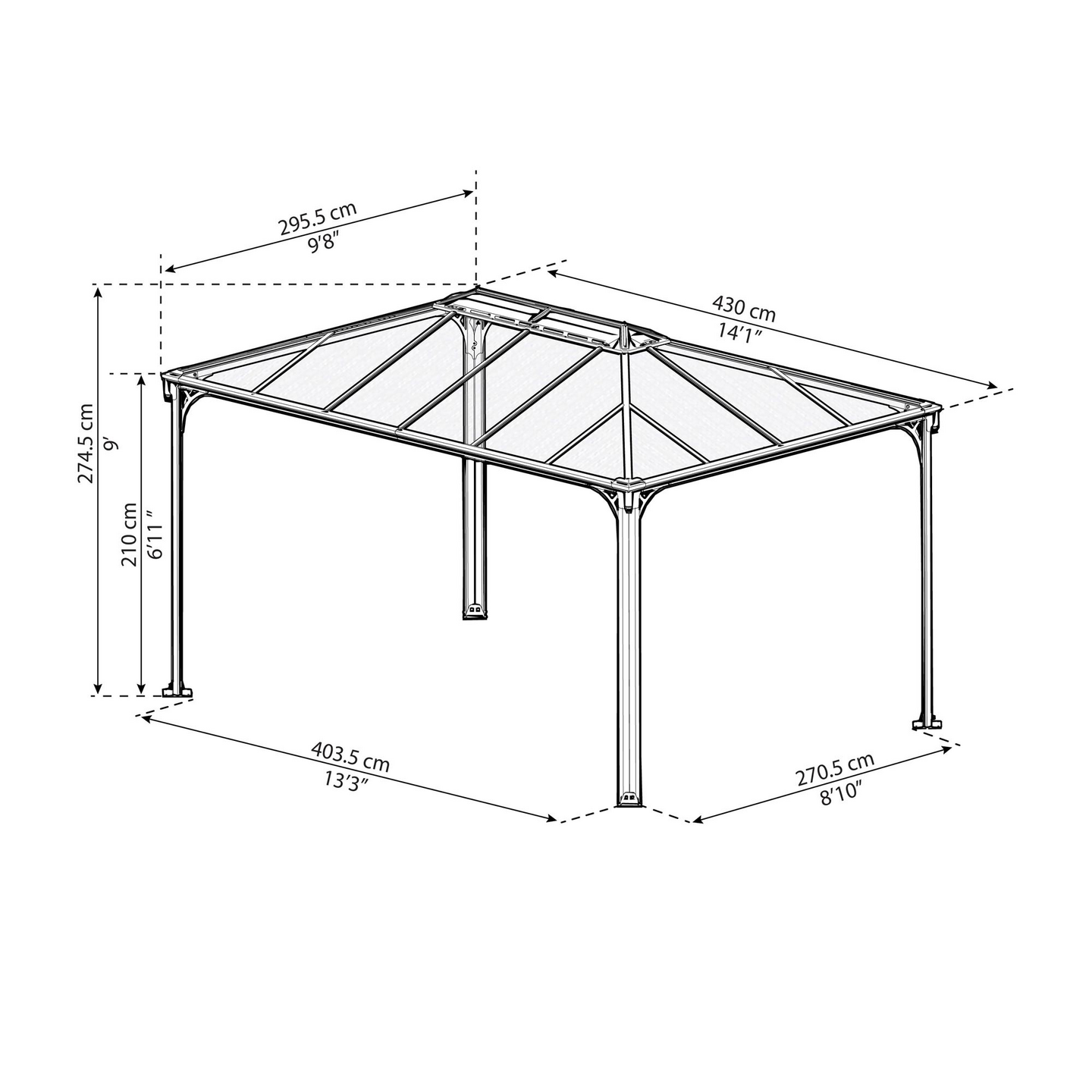 Pergola Palram Martinique 4300  430x295x274cm antrasiitti