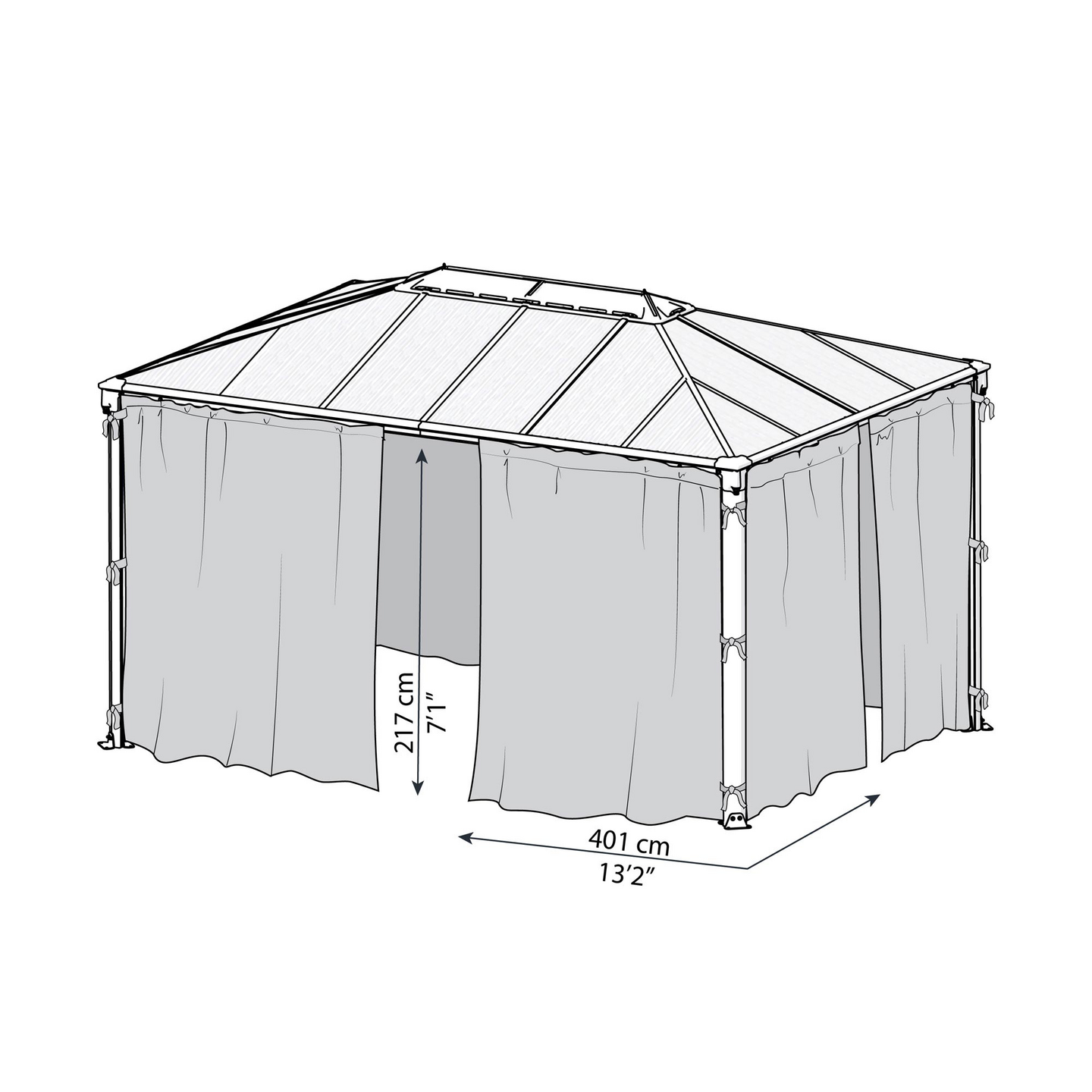 Pergola Palram Martinique 4300  430x295x274cm antrasiitti