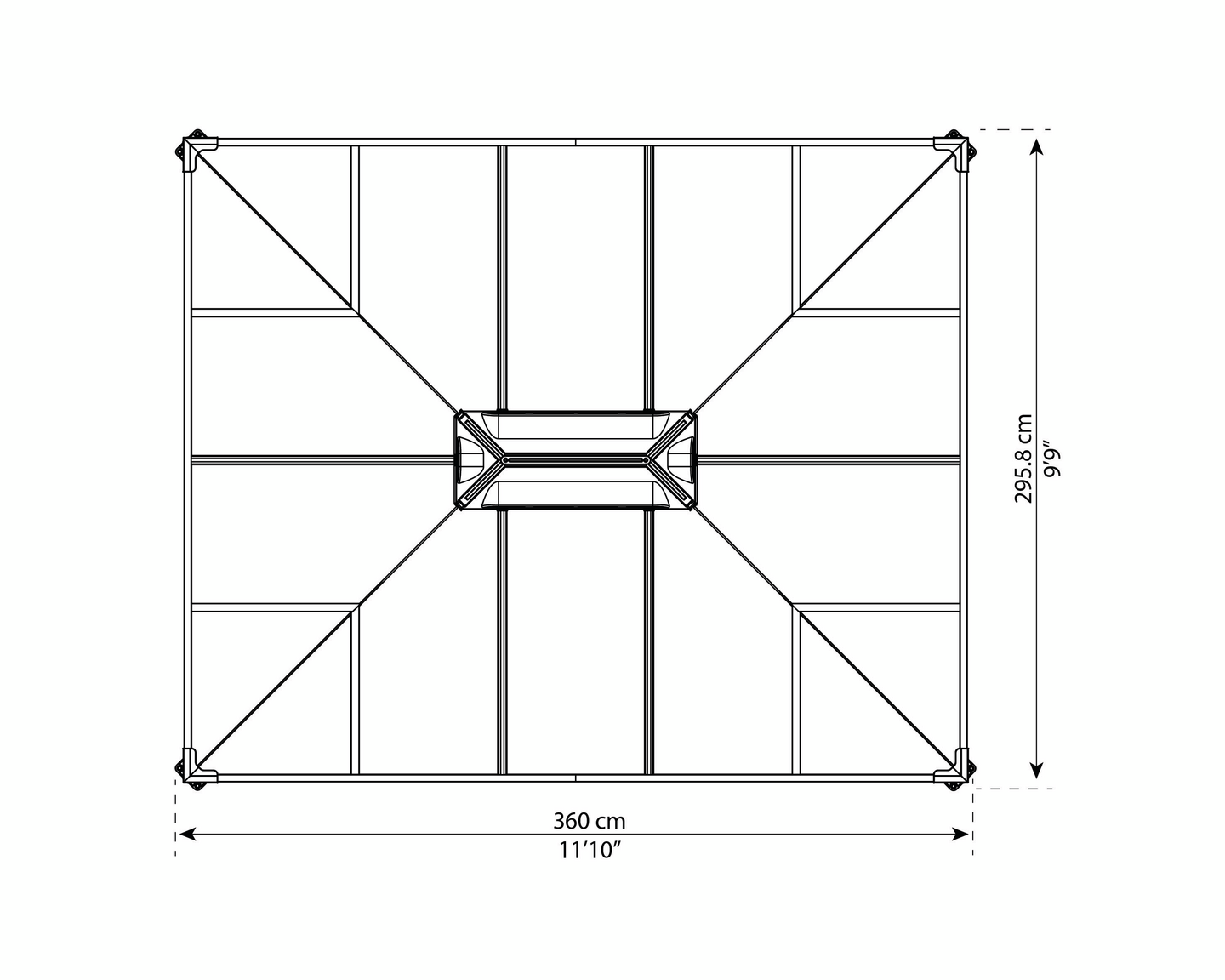 Pergola Palram Martinique 3600 360X296X275CM antrasiitti