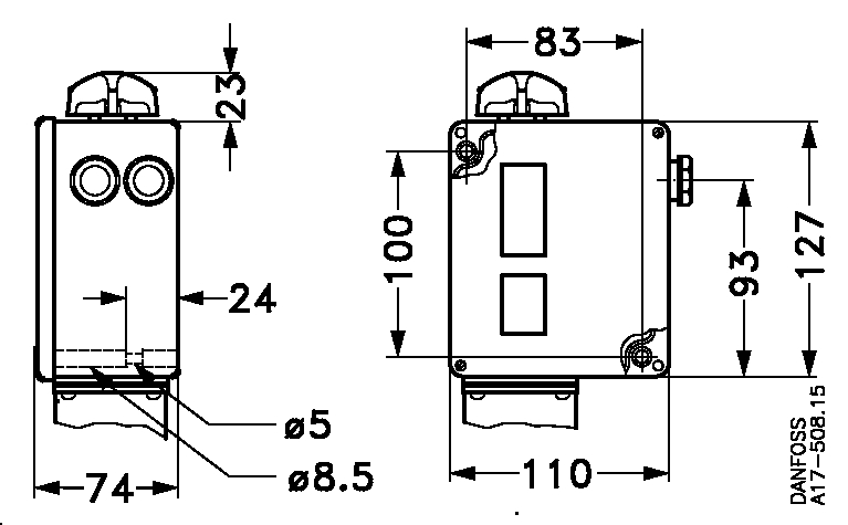 Painekytkin Danfoss RT112 3/8 17-5191 0,1-1,1 bar