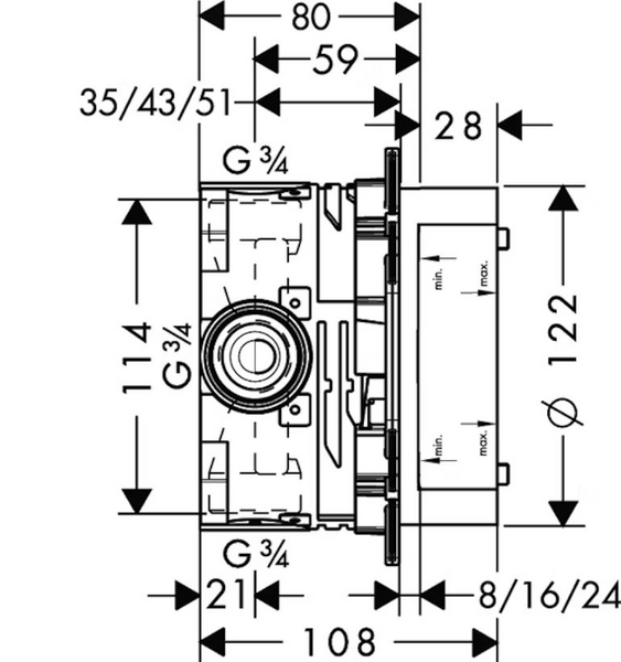 Piiloasennushana Hansgrohe 01800180 Ibox Univer