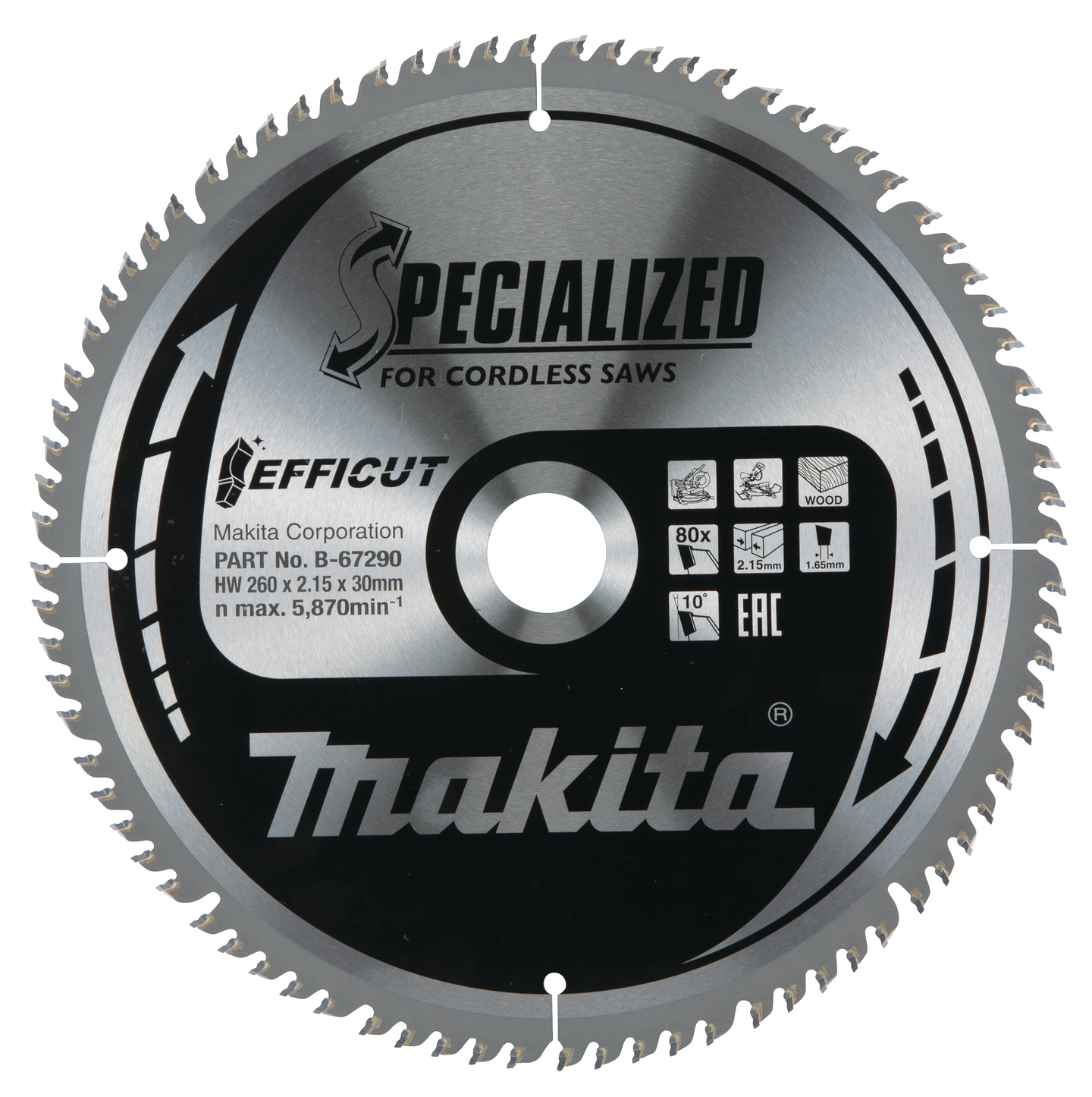 Pyörösahanterä Makita Efficut 260x30x2,15mm Z-80