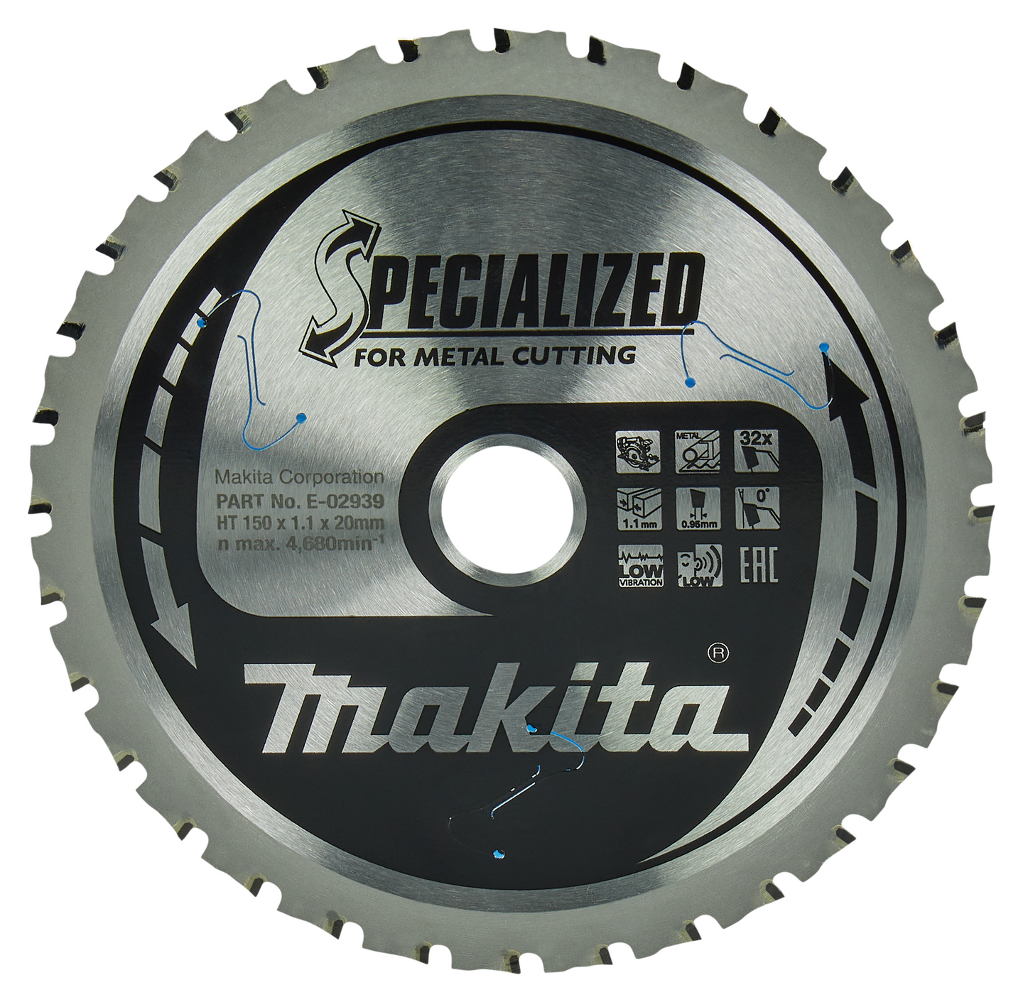 Pyörösahanterä Makita Efficut 150x20x1,1mm Z-32 metalli
