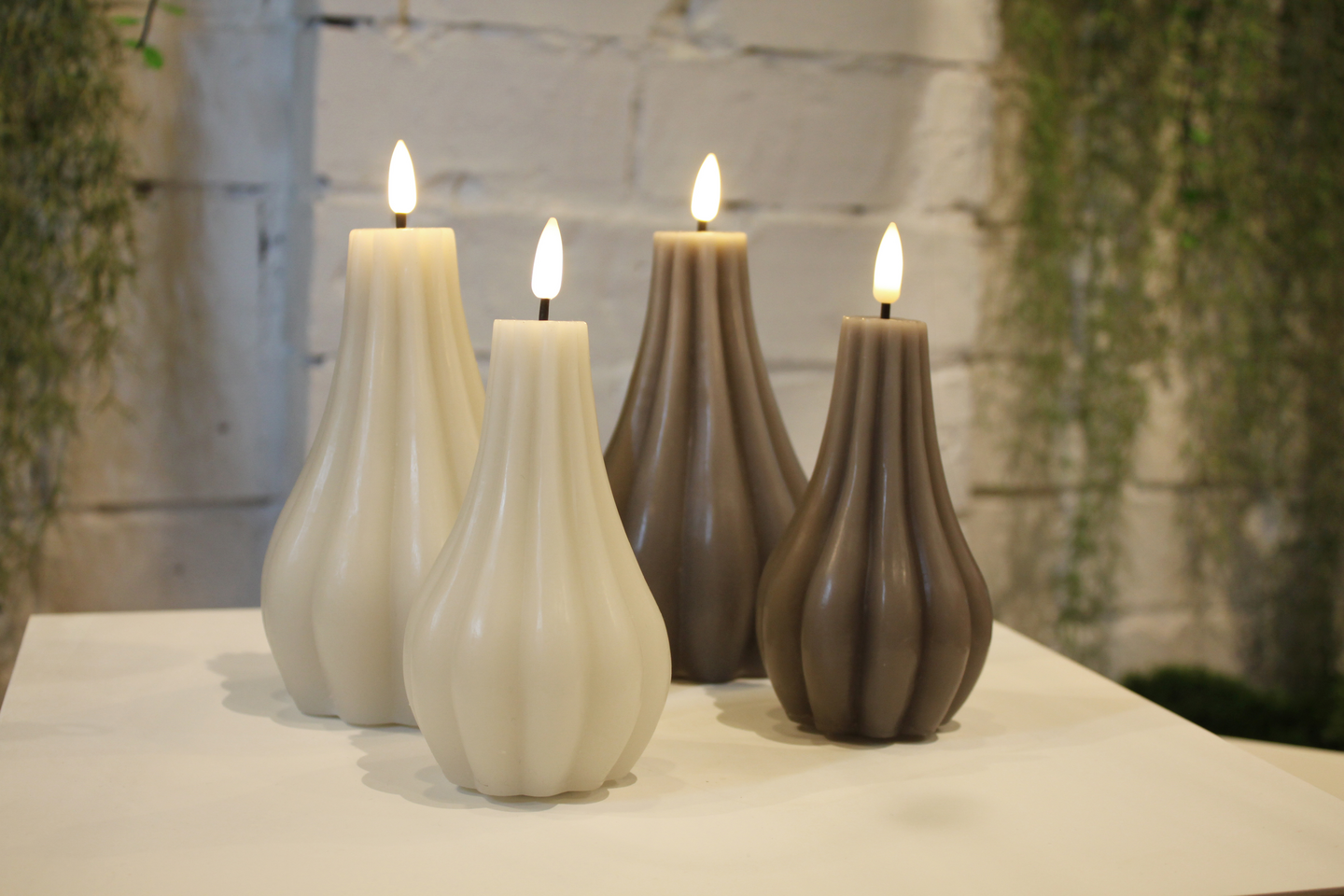 Led-kynttilä Cello sipuli  16cm beige