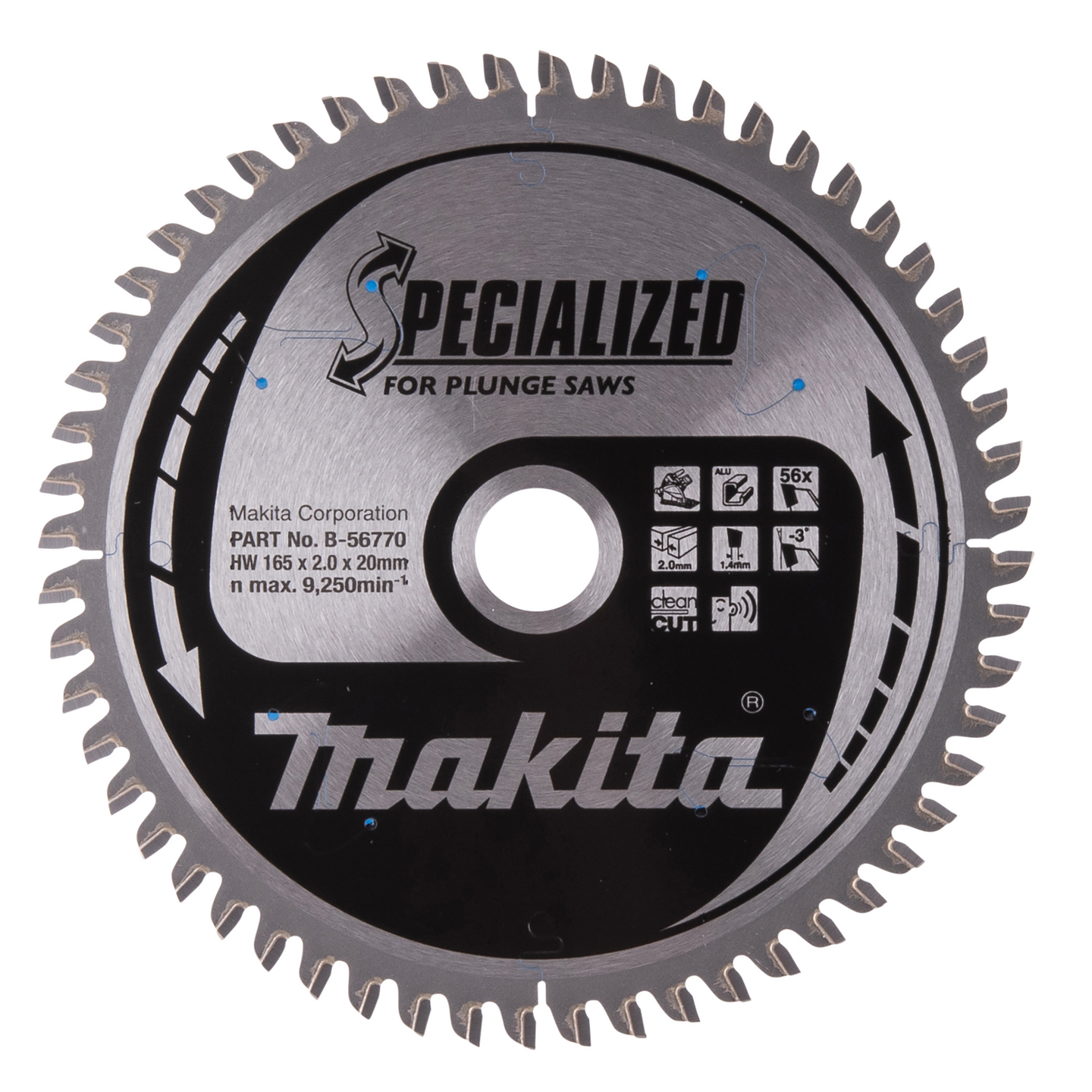 Pyörösahanterä Makita 165x20x2,0mm Z-56 alumiini