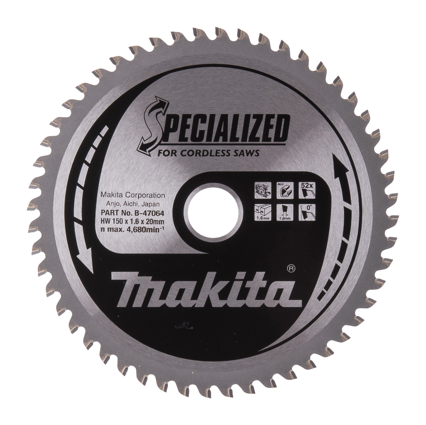Pyörösahanterä Makita Specialized 150x20mm Z-52 alumiini