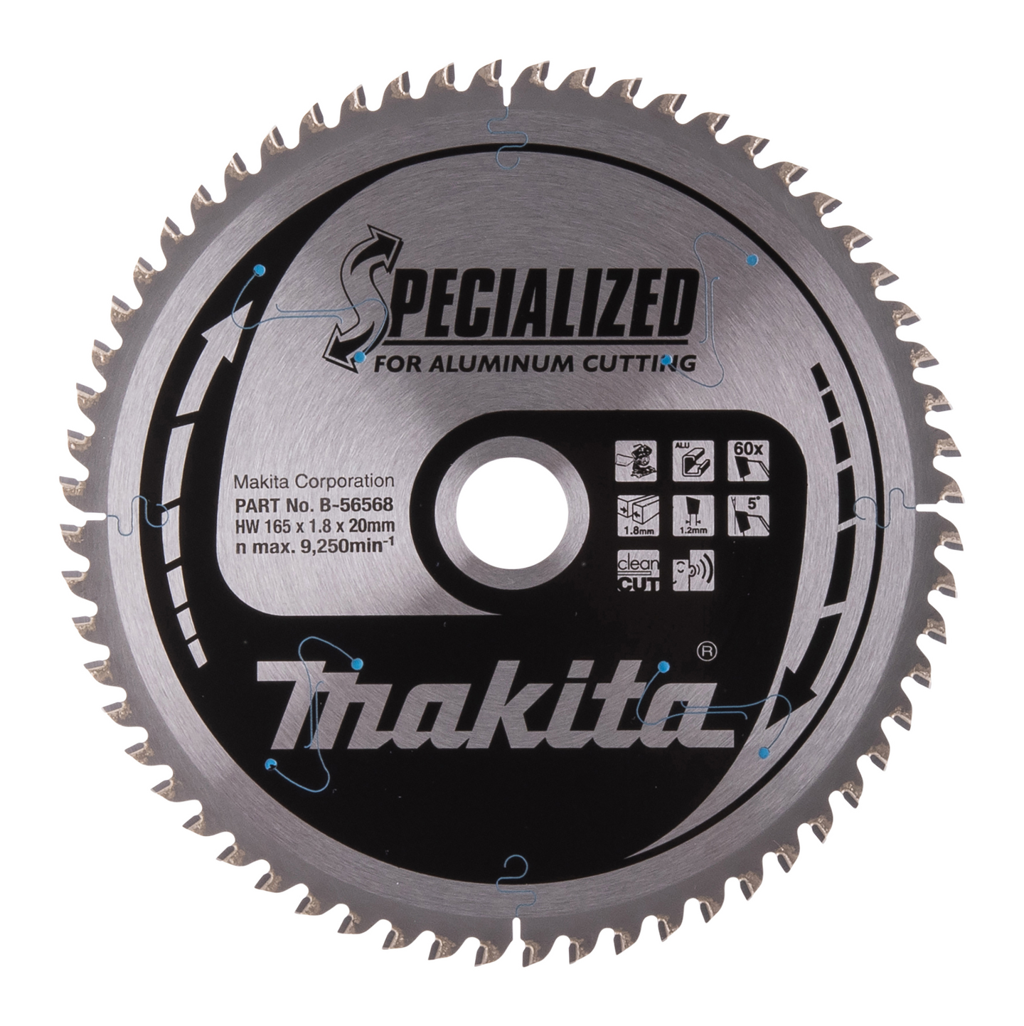 Pyörösahanterä Makita 165x20x1,8mm Z-60 alumiini