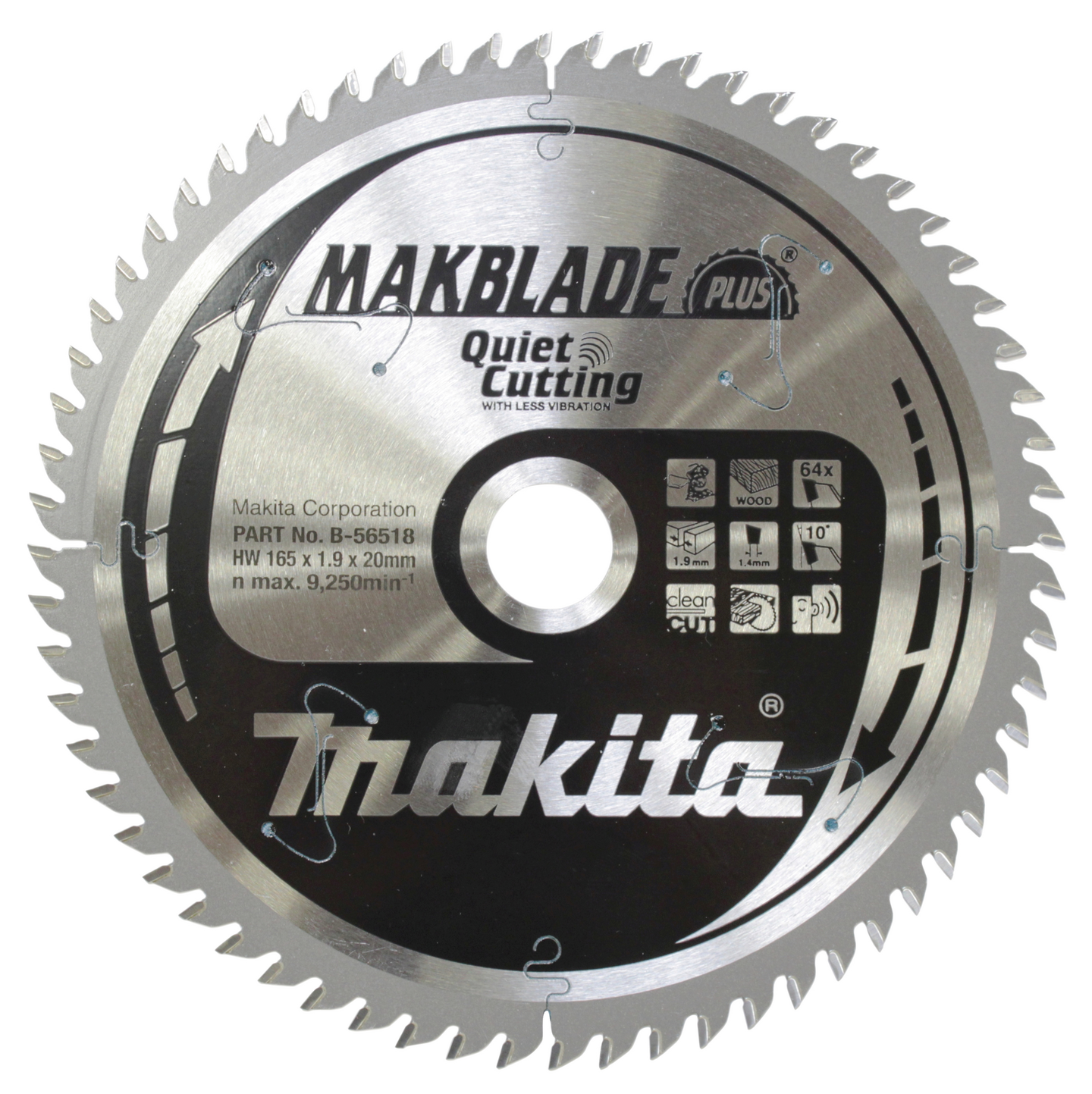Pyörösahanterä Makita Makblade 165x20x1,9mm Z-64 puu