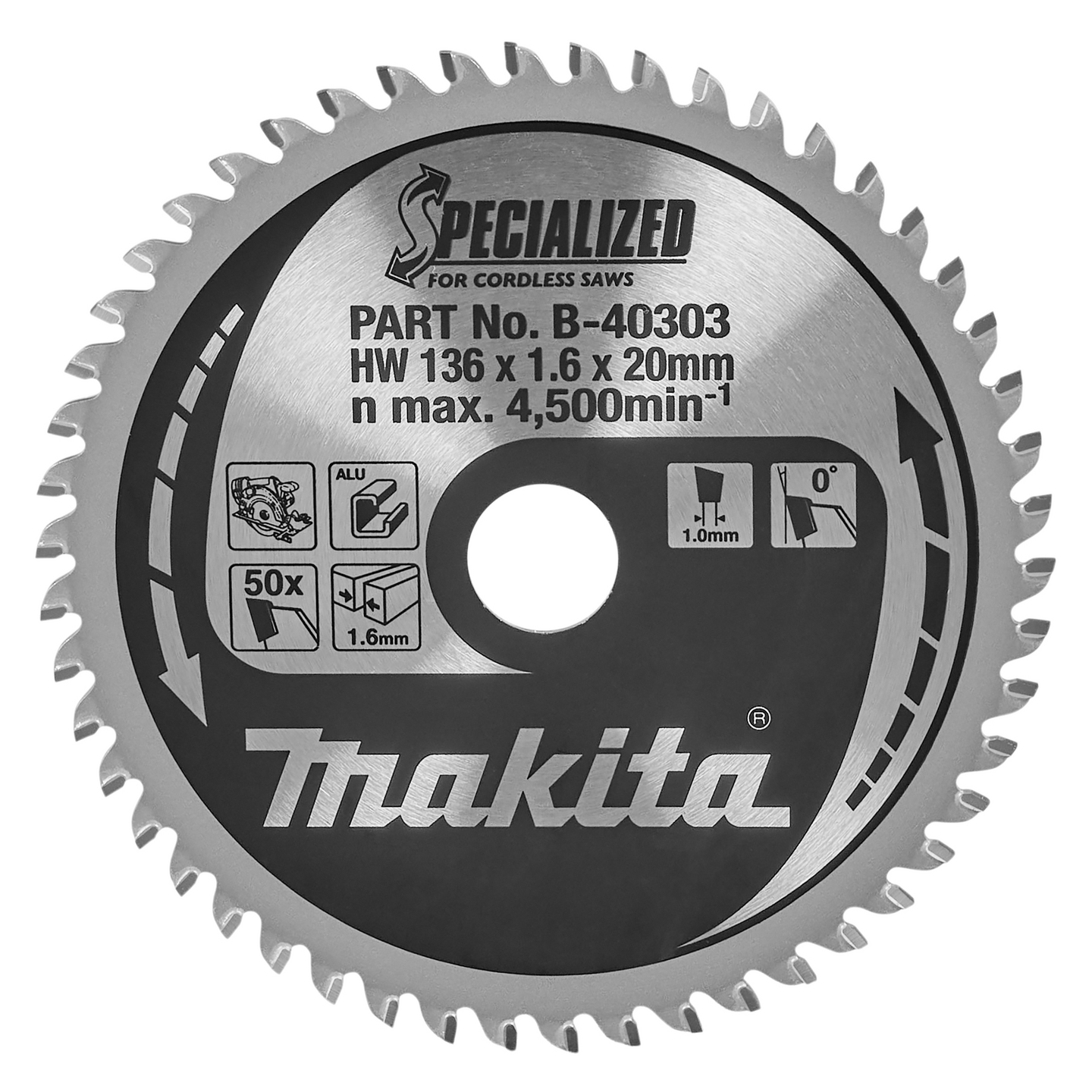Pyörösahanterä Makita Specialized 136x20x1,6mm Z-50 alumiini