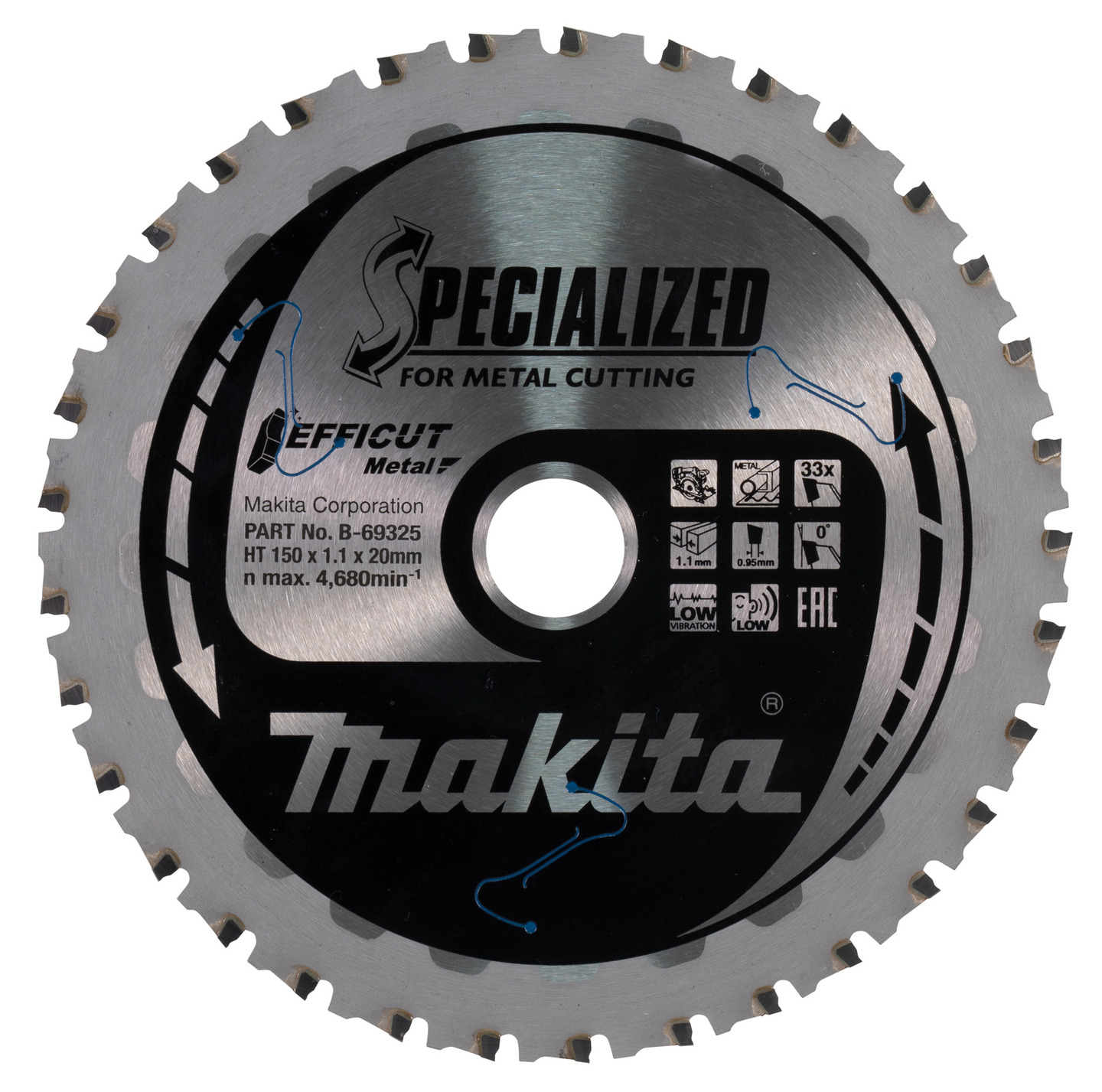 Pyörösahanterä Makita Z-33 150x20x1,1mm metalli Efficut