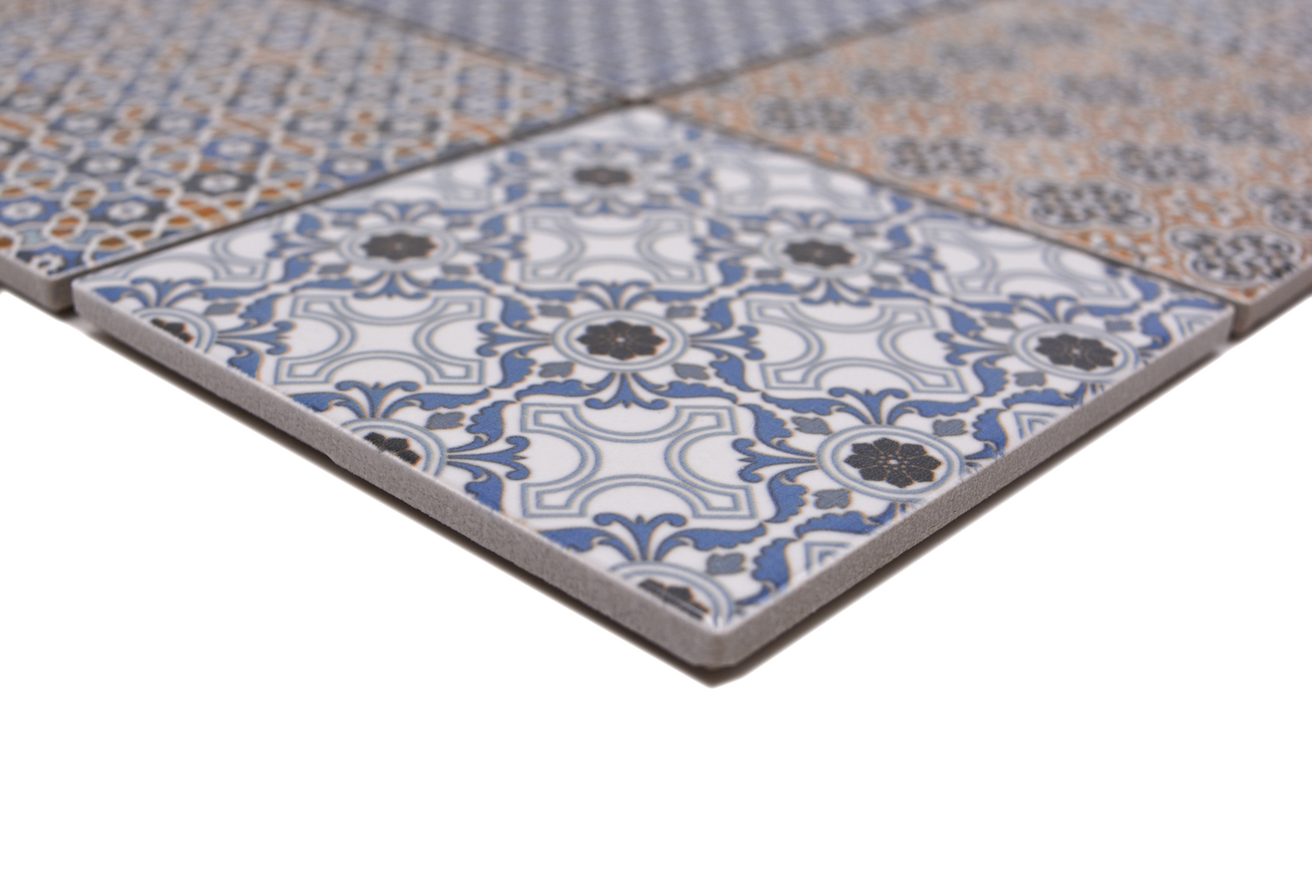 Mosaiikki Cello Classico mix 9,8x9,8/30x30 siniruskeavalkosävyinen kiiltävä