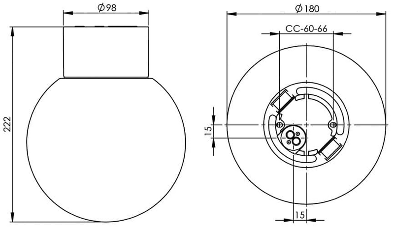 Led-valaisin Classic Globe 180 8W IP54 suora valkoinen kiiltävä opaali