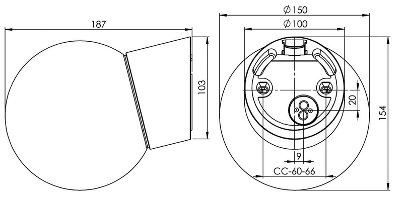 Led-valaisin Classic Globe 150 8W IP54 vino valkoinen kiiltävä opaali