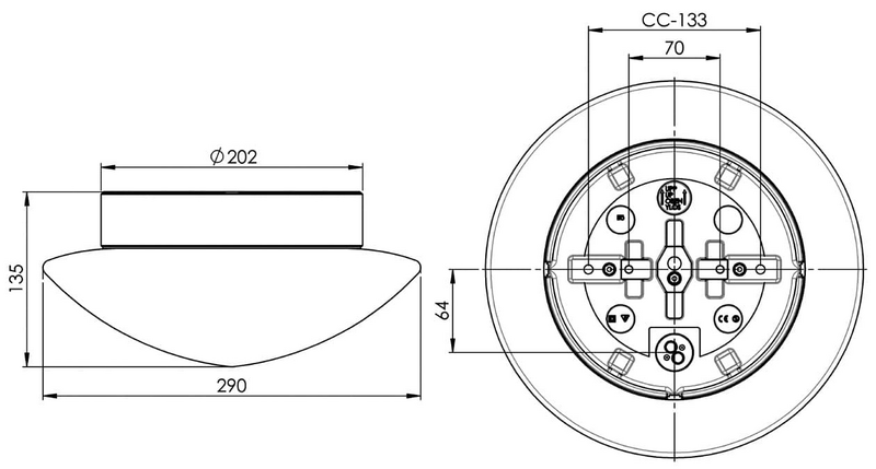 Posliinivalaisin Contrast Solhem IP44 valkoinen E27 matta opaali