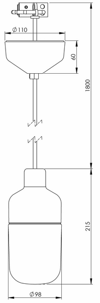 Riippuvalaisin Ohm 100/215 IP44 E27 musta kirkas lasi