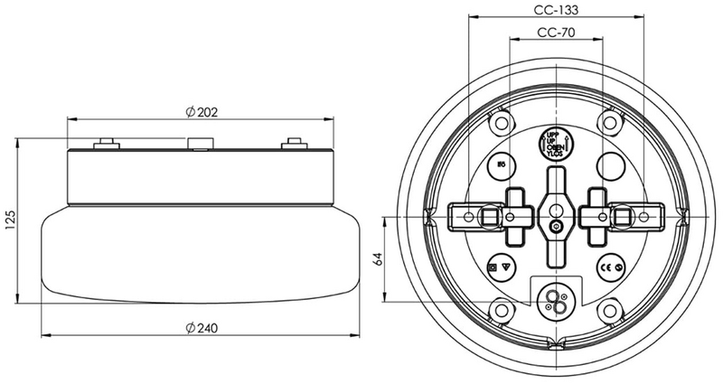 Saunavalaisin Classic d240mm IP44 E27 valkoinen kiiltävä opaali