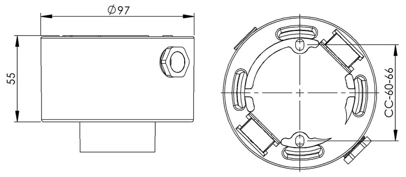 Posliinikanta valkoinen suora IP54 E27 pinta 84,5mm kierre