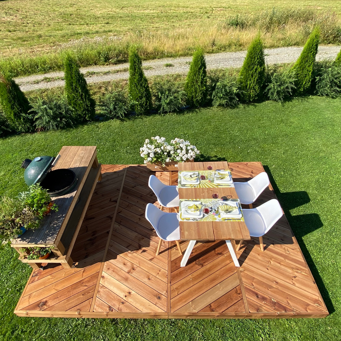 Valmisterassi Patio Diagonal 3x3m kestopuu