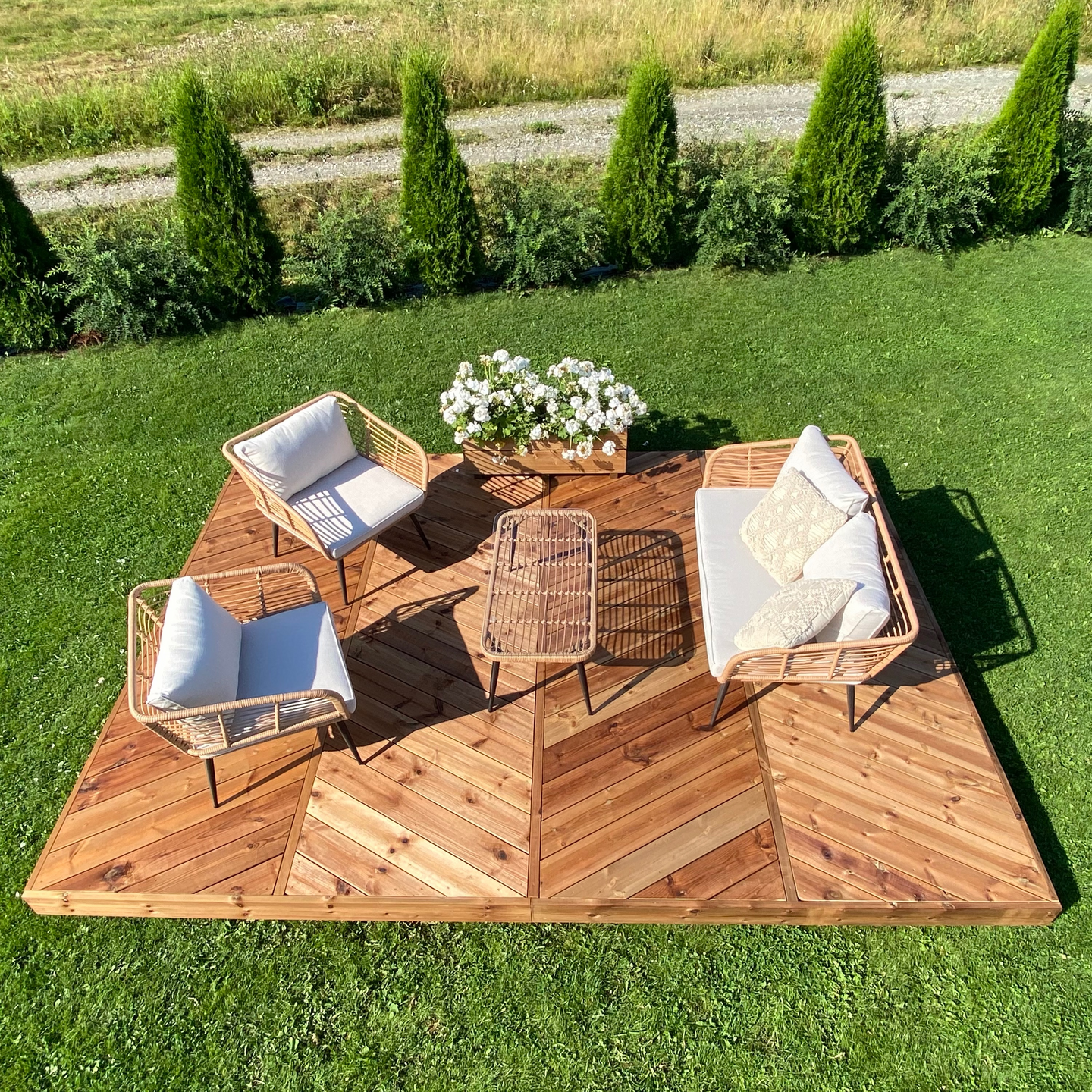 Valmisterassi Patio Diagonal 3x4m kestopuu