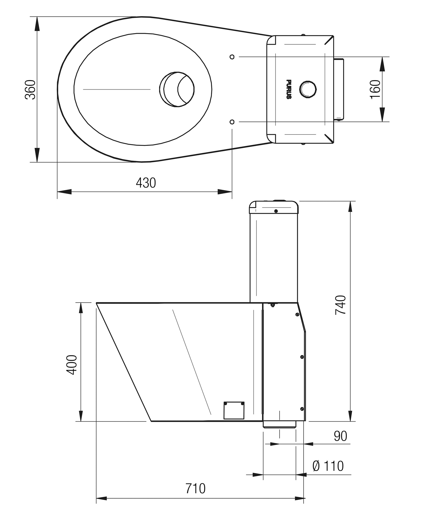 Wc-istuin KWC V-130 ruostumaton teräs