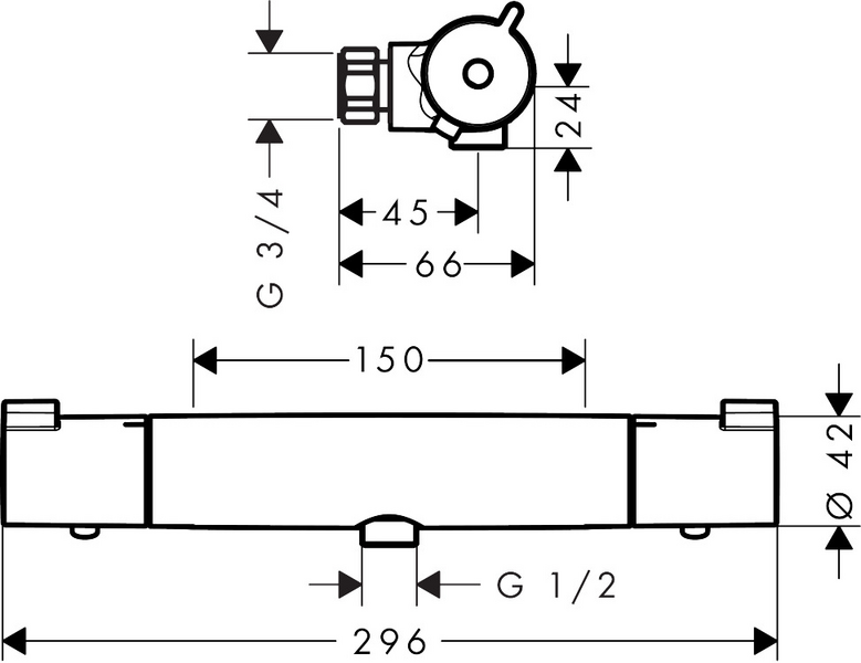 Suihkuhana Hansgrohe 13206000 Ecostat 1001 CL termostaatti