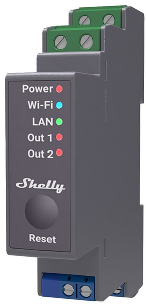 Rele Shelly Pro 2 ohjelmoitava 2-K 16A DIN-kiskoon WiFi