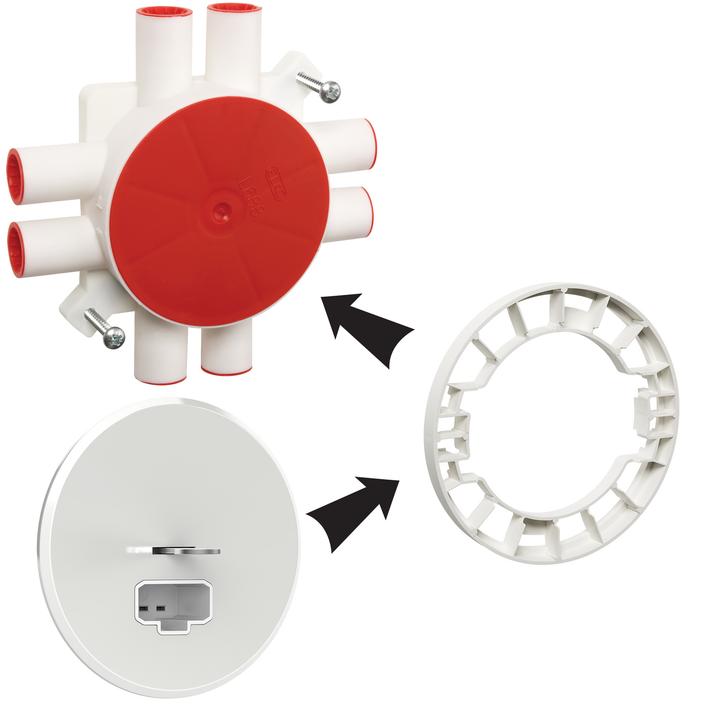 Valaisinpistorasia Elko DCL pintakehys