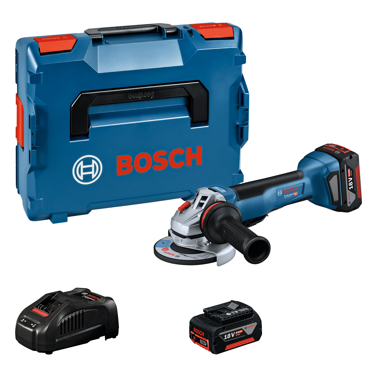 Akkukulmahiomakone Bosch GWS 18V-10 P 2x5,0Ah L-Boxx