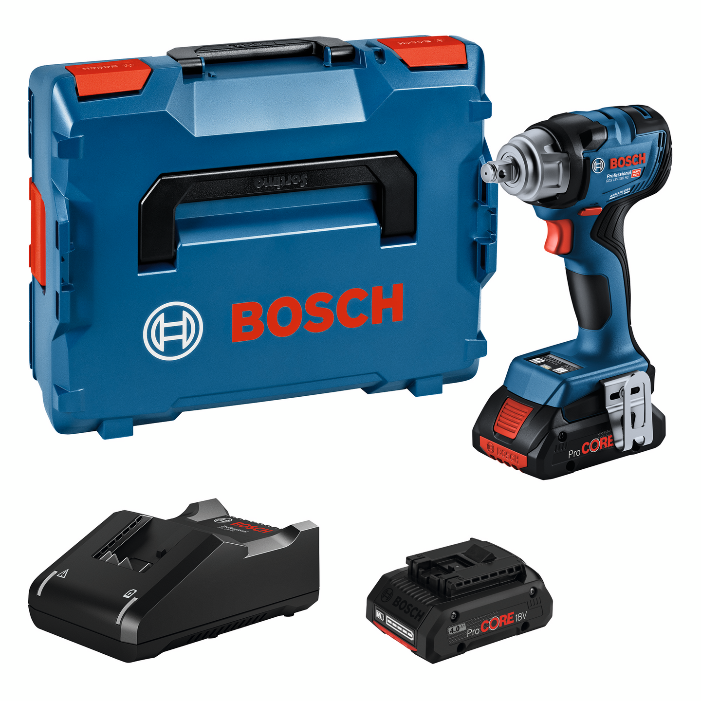 Akkuiskumutterinväännin Bosch GDS 18V-330 HC 2x4,0Ah ProCore GCY L-Boxx
