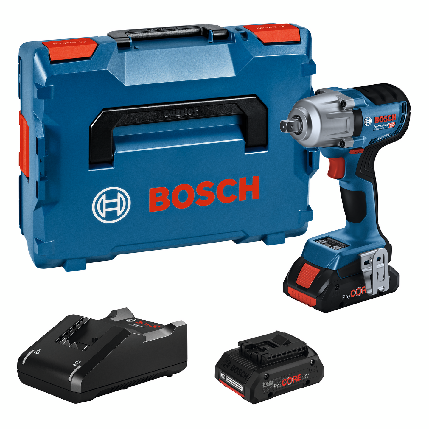 Akkuiskumutterinväännin Bosch GDS 18V-450 PC 2x4,0Ah ProCore GCY L-Boxx
