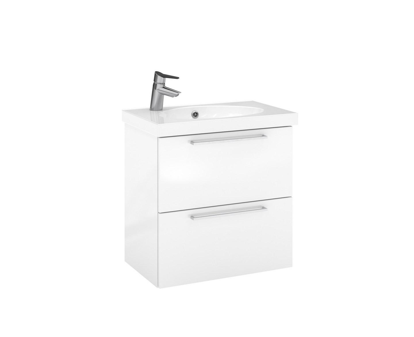 Allaskaappi Temal Trend 62,5x40x64 kahdella laatikolla kiiltävä valkoinen