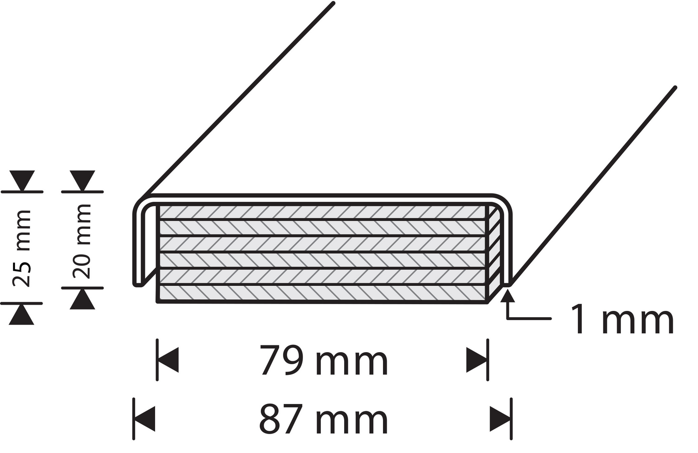 Vesieristekynnys 25x87x990mm Nordic Graphite alumiini + vaneri