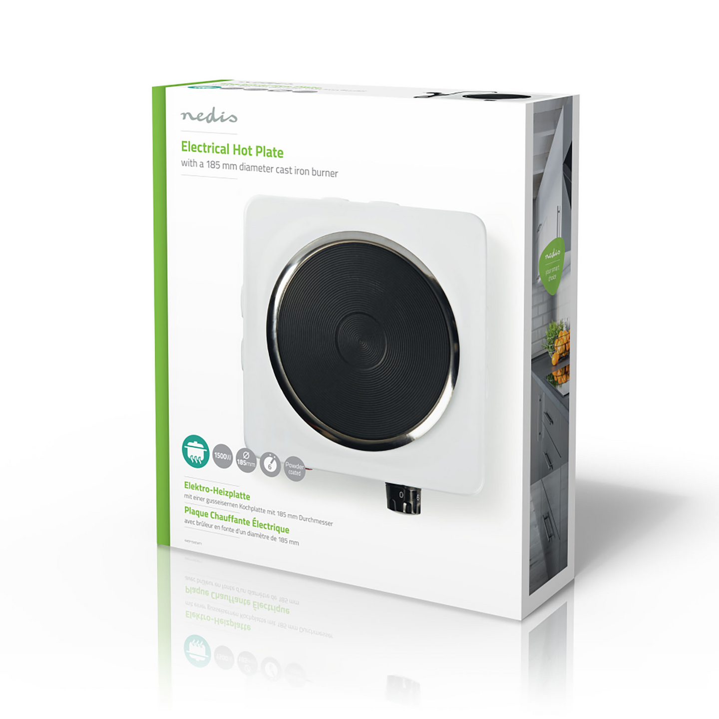 Keittolevy Nedis 1500W 1 keittoalue ylikuumenemissuojalla valkoinen