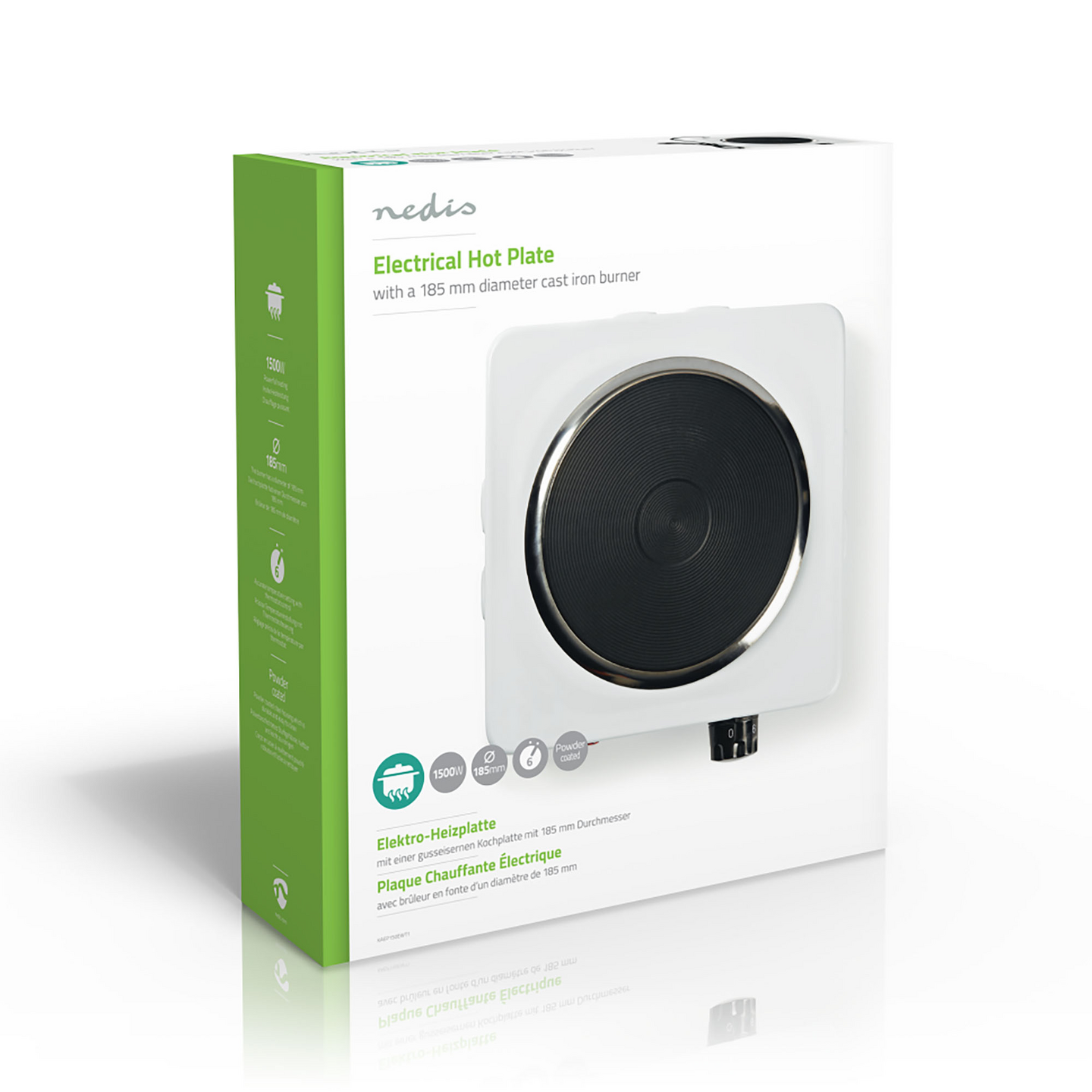 Keittolevy Nedis 1500W 1 keittoalue ylikuumenemissuojalla valkoinen