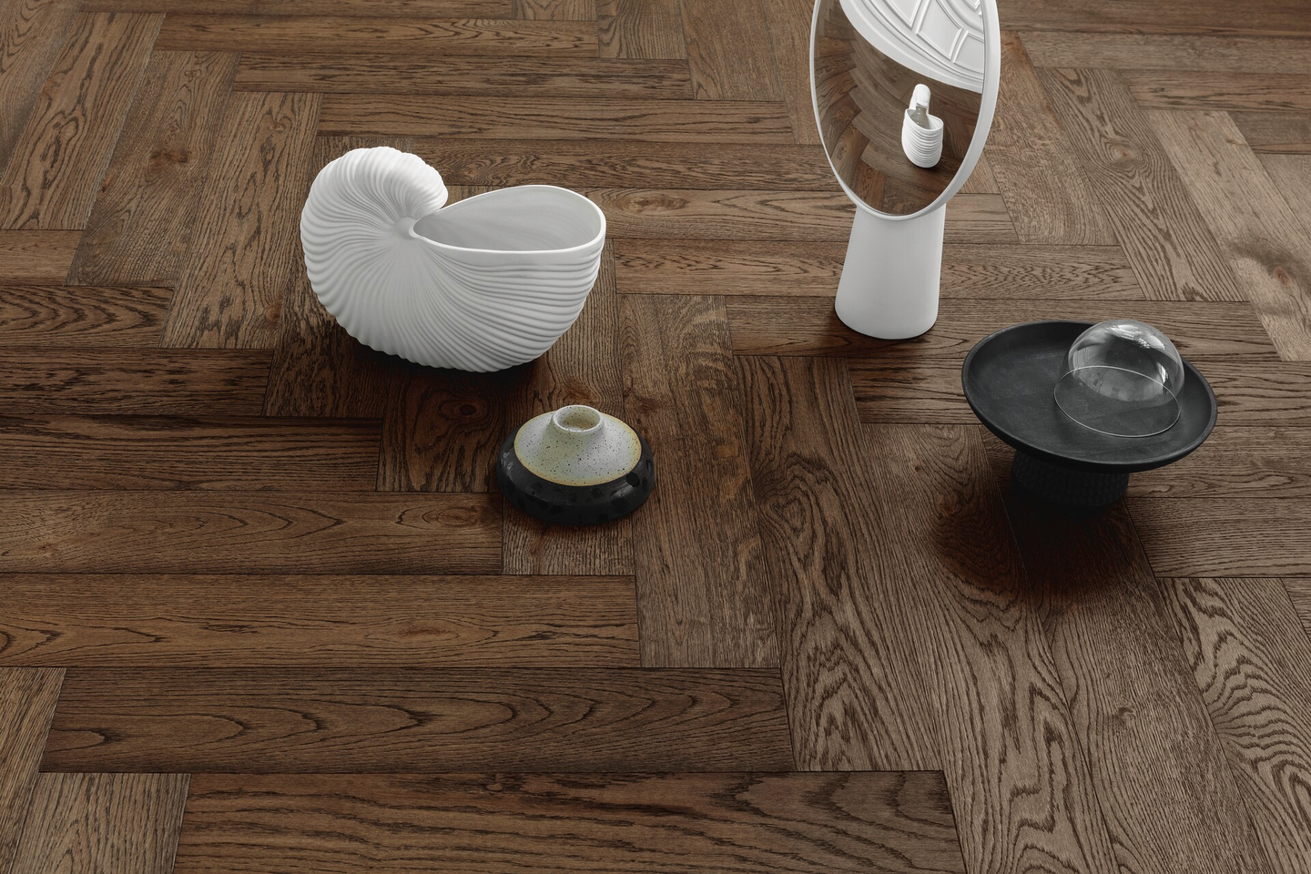 Parketti Tarkett Segno tammi Old Brown kalanruoto harjattu vasen lauta