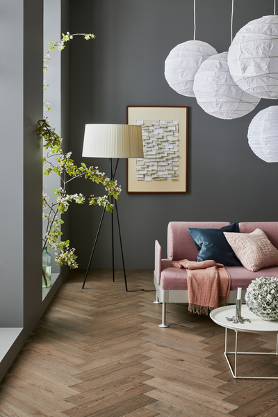 Parketti Tarkett Segno tammi Old Grey kalanruoto harjattu oikea lauta