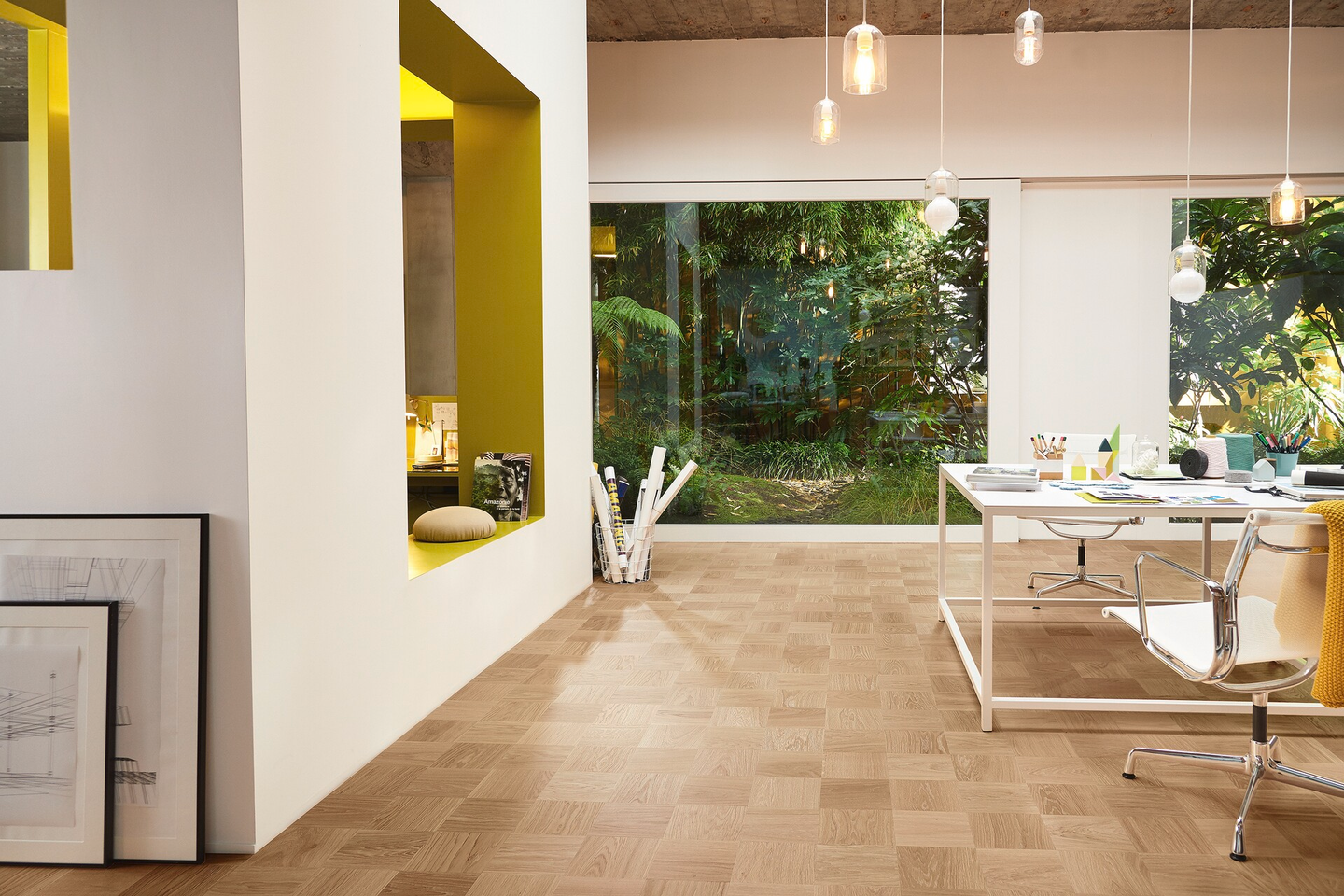 Parketti Tarkett Noble tammi Soho suuret ruudut harjattu