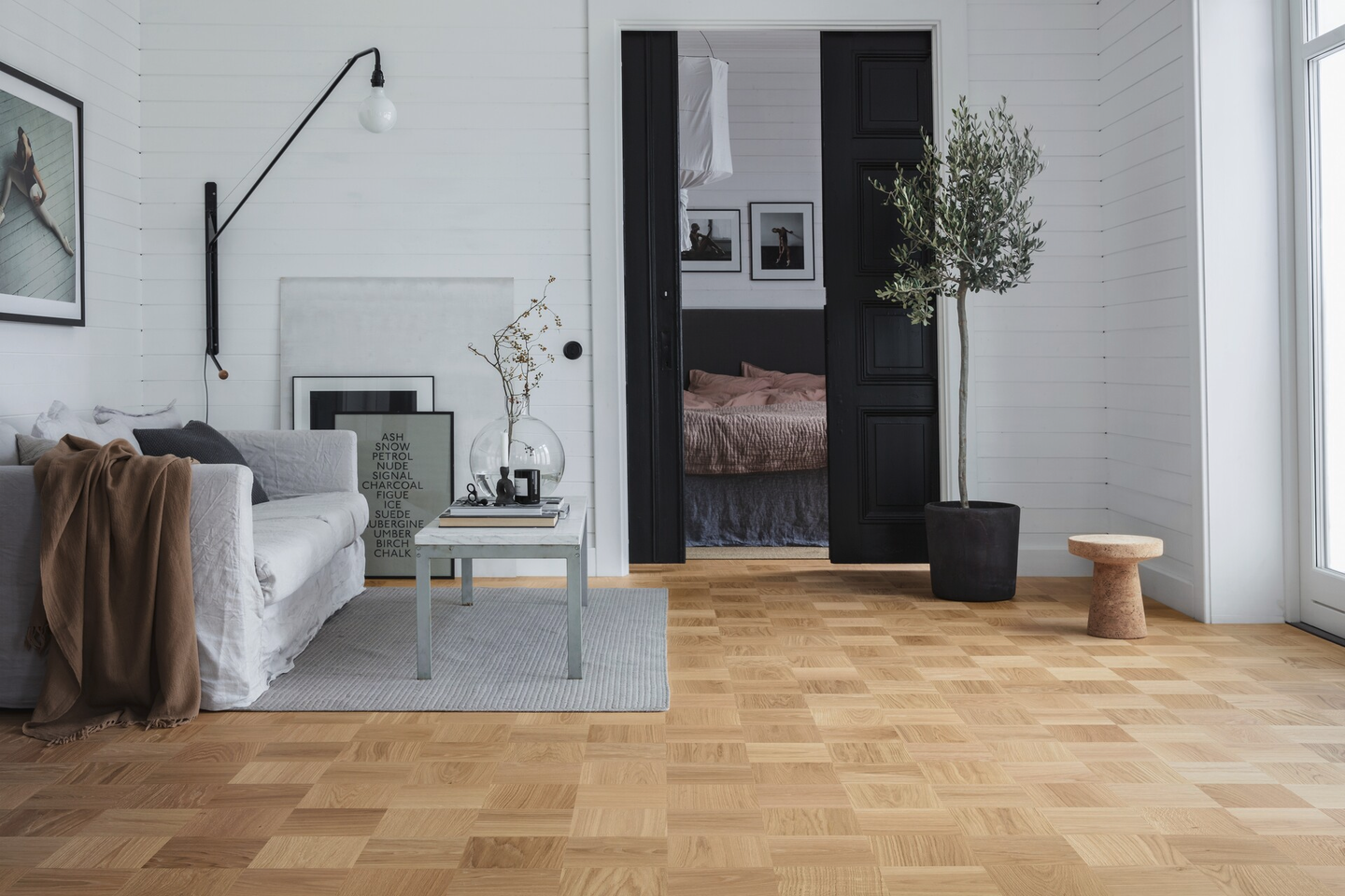 Parketti Tarkett Noble tammi Soho suuret ruudut harjattu