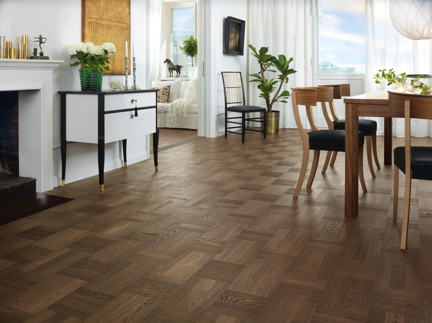 Parketti Tarkett Noble tammi Wasa ruutulauta harjattu