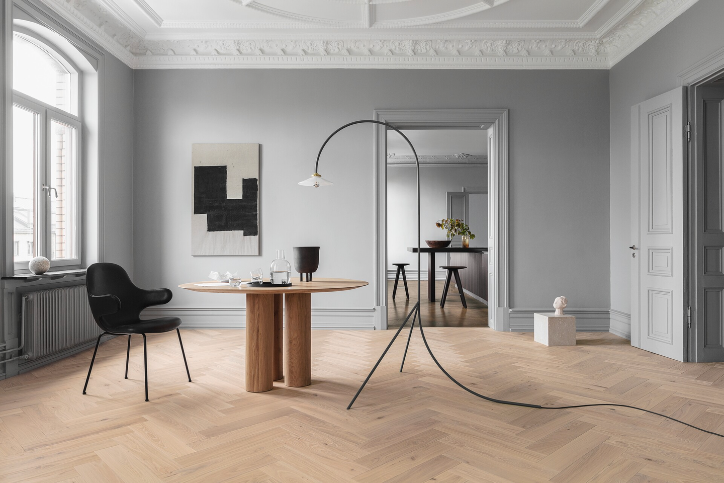 Parketti Tarkett Segno tammi Lime Stone kalanruoto harjattu oikea lauta