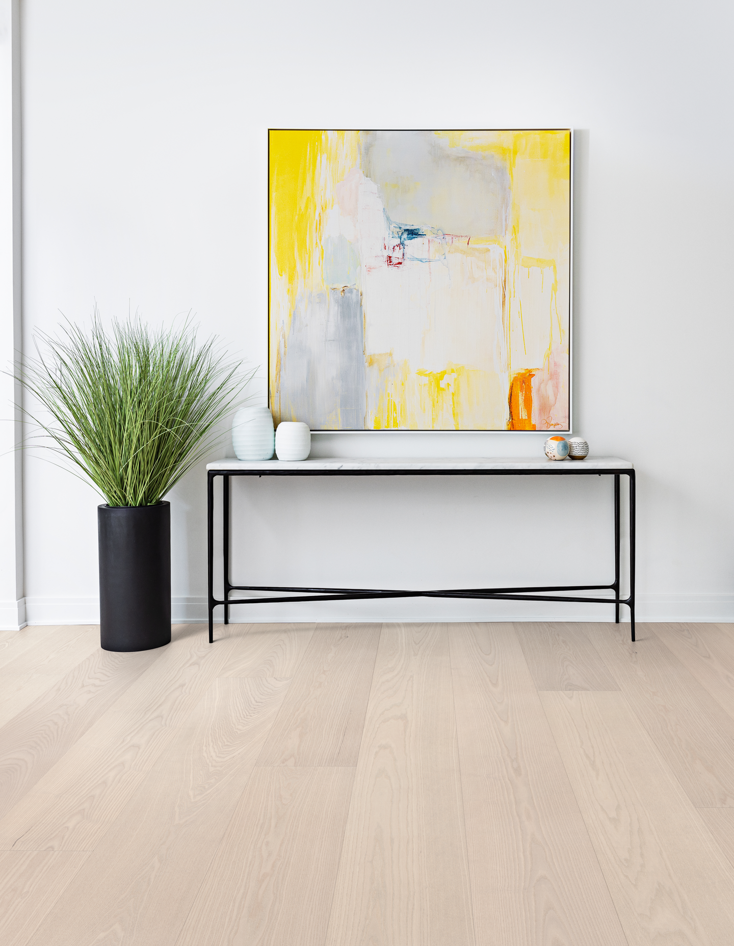 Kovetettu puulattia saarni Gullarp 3.0 XXL Powder White mattalakka KL33