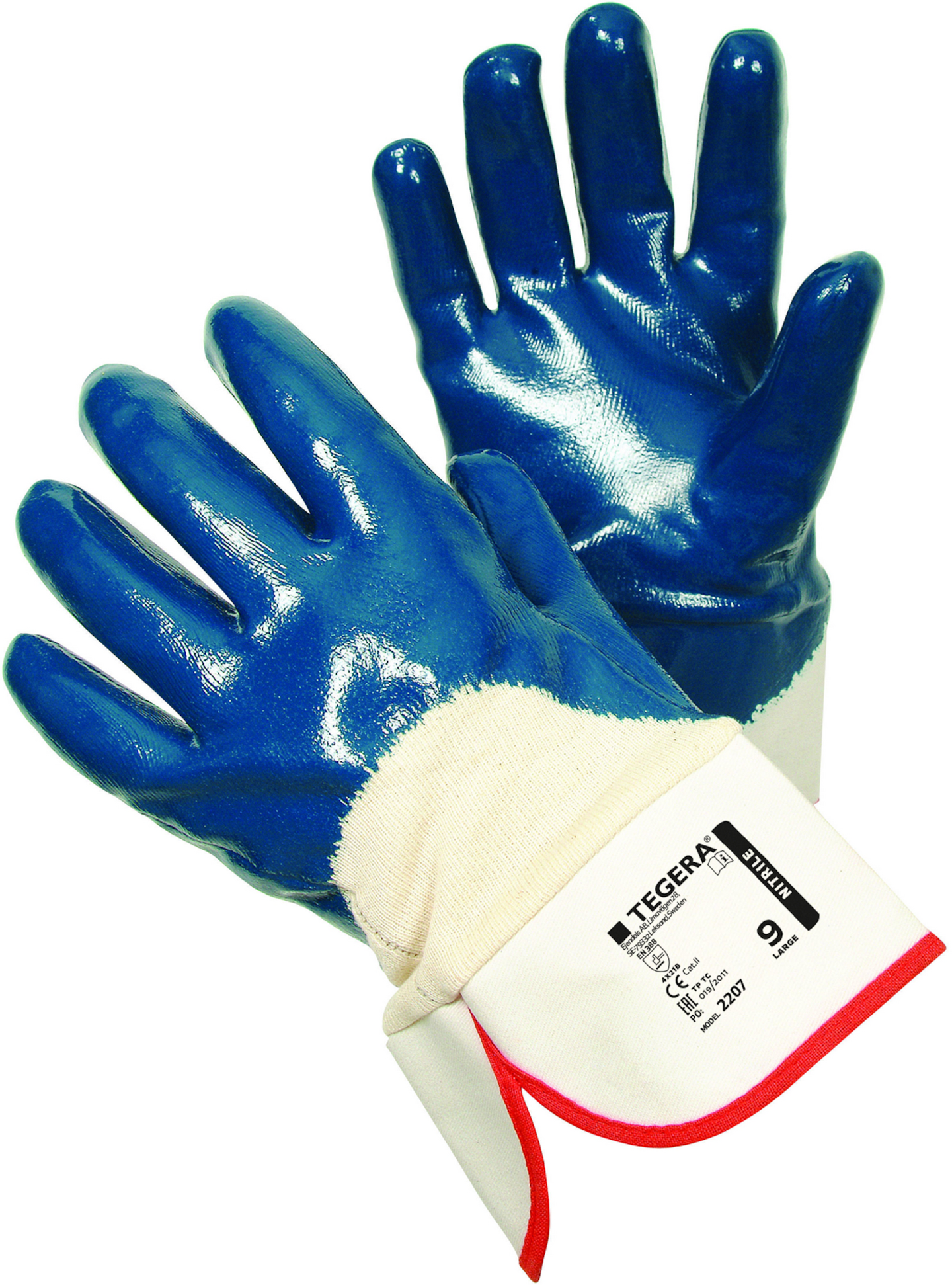 Työkäsineet TEGERA 2207 nitriili sininen