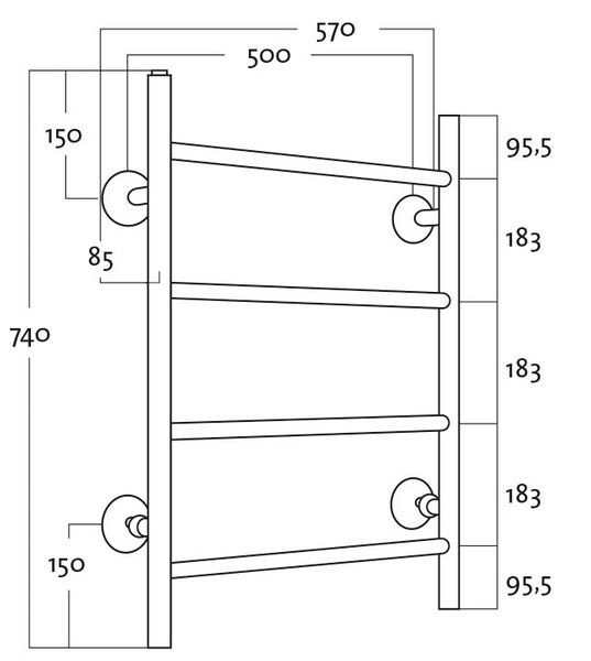 Kuivausteline REJ Design vesi Tango BTH 50744 alakytkentä musta