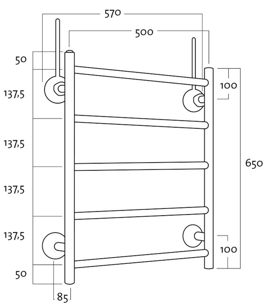 Kuivausteline REJ Design vesi Tango BTH 50655 yläkytkentä musta