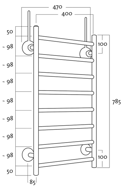 Kuivausteline REJ Design vesi Tango BTH 40788 yläkytkentä kromi