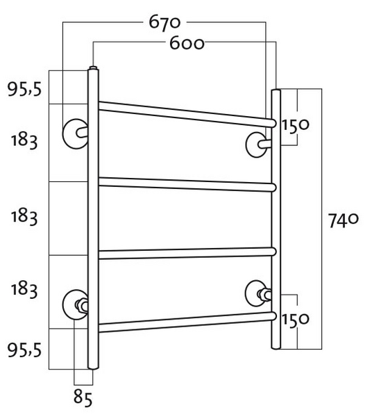 Kuivausteline REJ Design vesi Tango BTH 60744 alakytkentä valkoinen