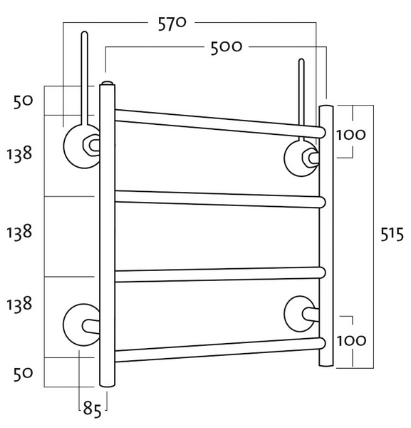 Kuivausteline REJ Design vesi Tango BTH 50514 yläkytkentä kromi
